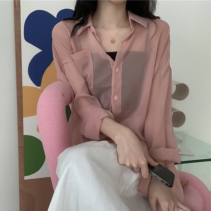 オーバーサイズシアーシャツ【韓国ファッション】【春夏新商品】 | Doula Doula | 詳細画像14 