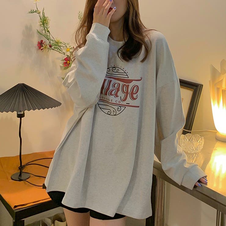 ロゴプリント ロングTシャツ【韓国ファッション】【春夏新商品】[品番