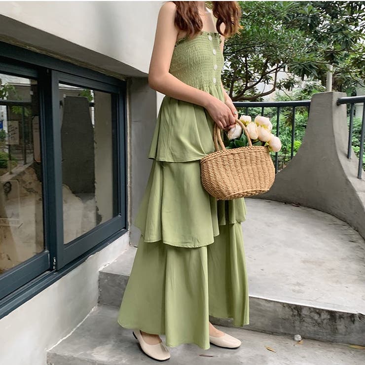 Kana/裾フリルキャミワンピース オーバーサイズジャケット 2点セット