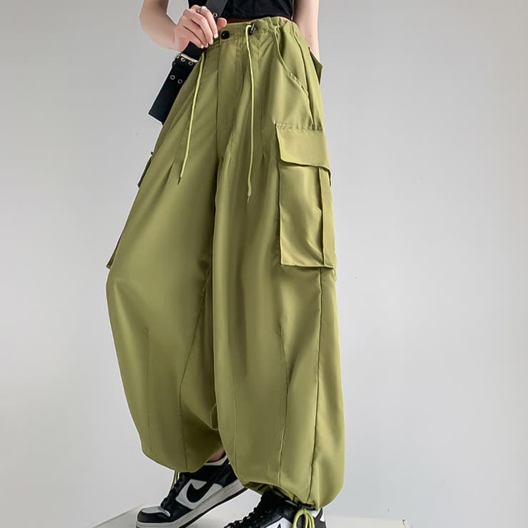 女っぽワークテイスト。裾ドロスト2wayワークパンツ カーゴ