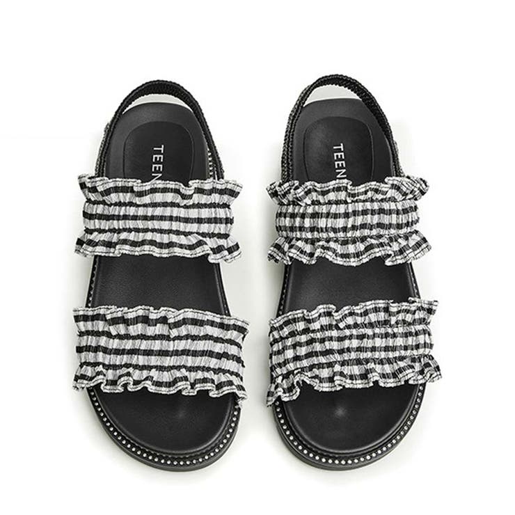 シャーリングフリルが新鮮。ギャザーフリルストラップサンダル スポーティー | Doula Doula | 詳細画像5 