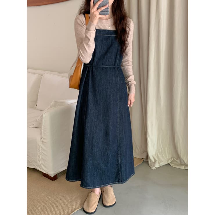 ドゥロワー デニムロングワンピース ジャンスカ 中古】ドゥロワー Drawer デニムロングワンピース ジャンパー