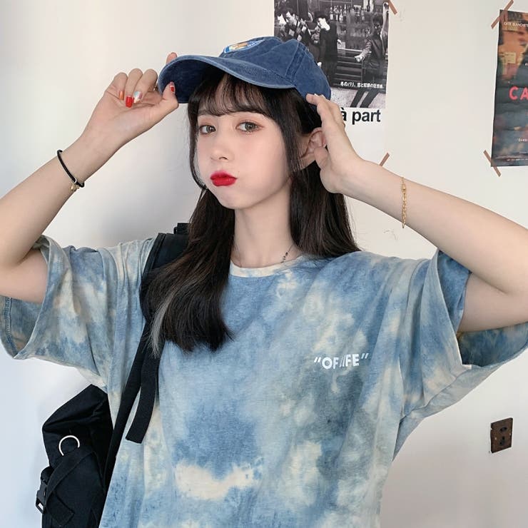 タイダイ柄 ルーズTシャツ【韓国ファッション】[品番