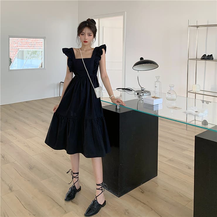 バックリボン フリル リネンワンピース 韓国 ブラック hr9490 楽天市場】レディース バック リボン 結び 背中開き 肩フリル