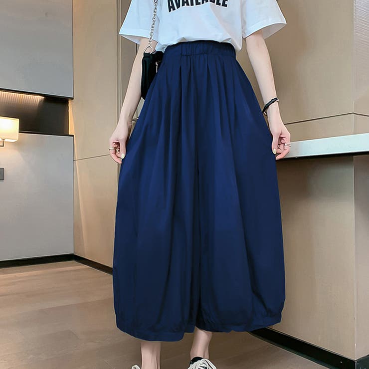 Black mamaku様　ダークパープル ガウチョパンツ ゴムウエスト 楽天市場】【A】ワイドパンツ レディース ウエストゴム ガウチョ