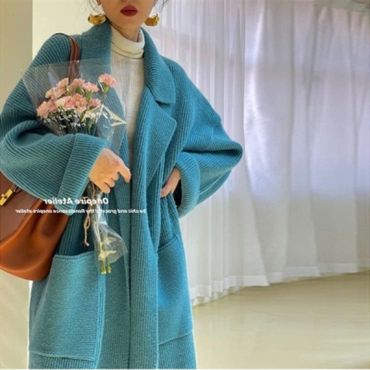 オープンカラーロングニットガウン【韓国ファッション】 | Doula Doula | 詳細画像2