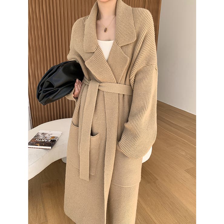 オープンカラーロングニットガウン【韓国ファッション】 | Doula Doula | 詳細画像3