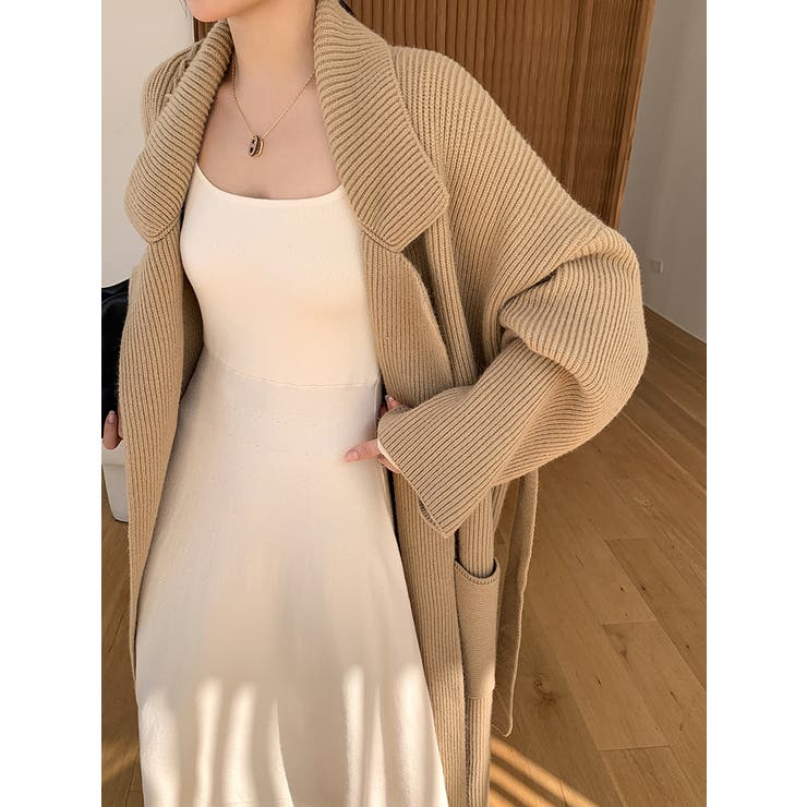 オープンカラーロングニットガウン【韓国ファッション】 | Doula Doula | 詳細画像5