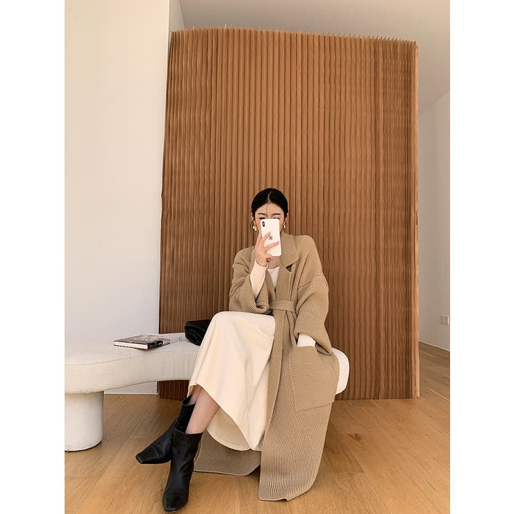 オープンカラーロングニットガウン【韓国ファッション】 | Doula Doula | 詳細画像8