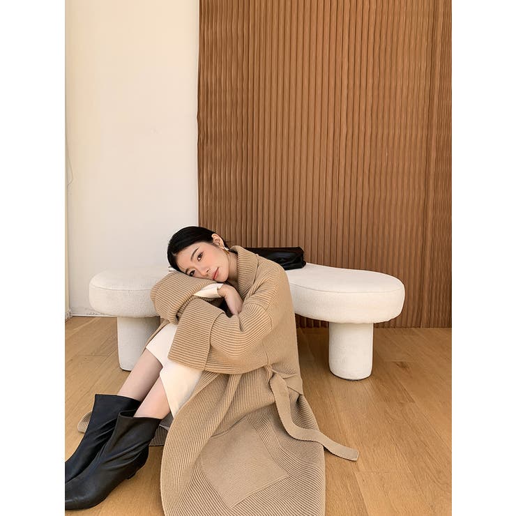 オープンカラーロングニットガウン【韓国ファッション】 | Doula Doula | 詳細画像10