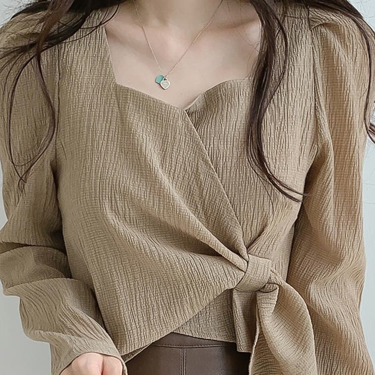 モカ | パフスリーブウエストマークブラウス【韓国ファッション】【春夏新商品】 | Doula Doula