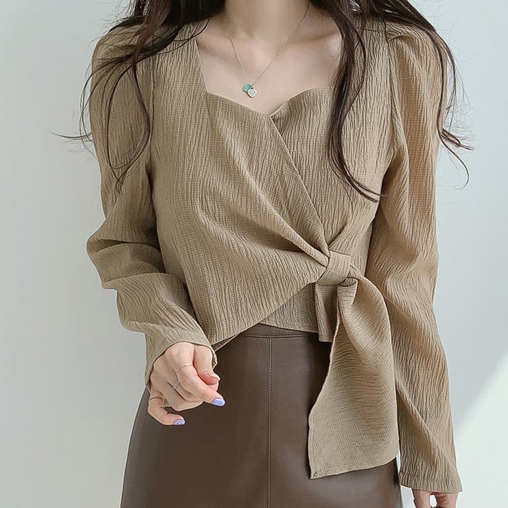 パフスリーブウエストマークブラウス【韓国ファッション】【春夏新商品】 | Doula Doula | 詳細画像2 