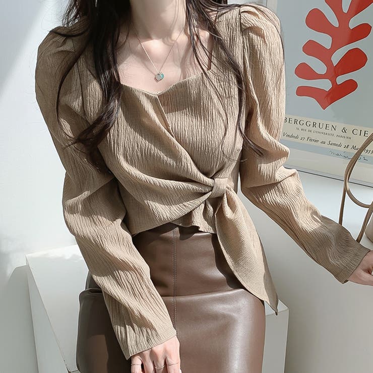 パフスリーブウエストマークブラウス【韓国ファッション】【春夏新商品】 | Doula Doula | 詳細画像10 