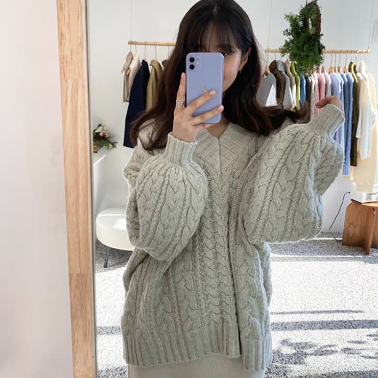 MARILYN MOON 紺 ケーブルニット カーディガン 懐かし