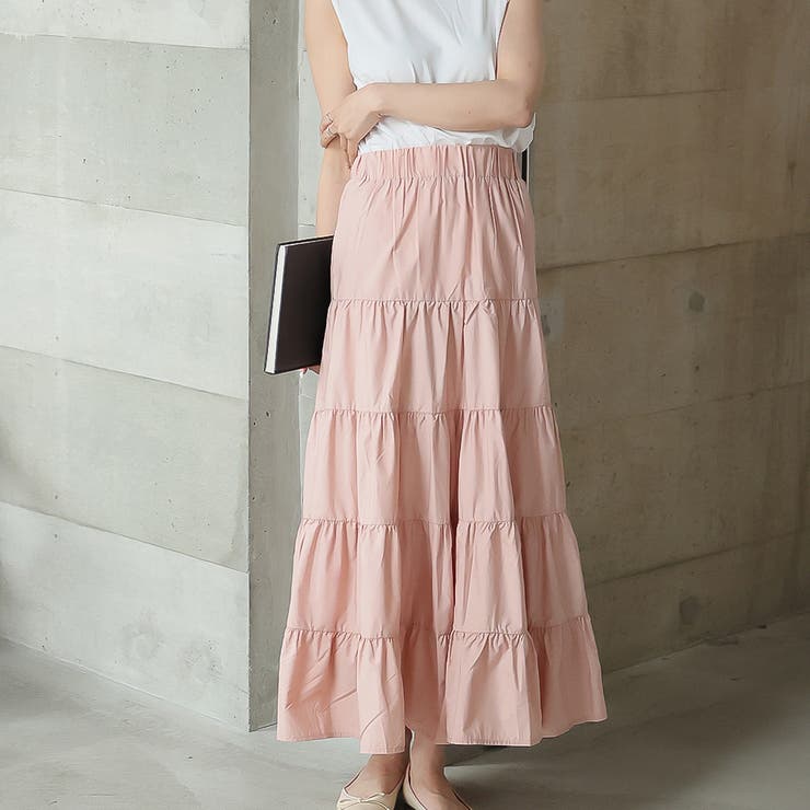 ティアードギャザーフレアロングスカート【韓国ファッション】【春夏新商品】 | Doula Doula | 詳細画像74 
