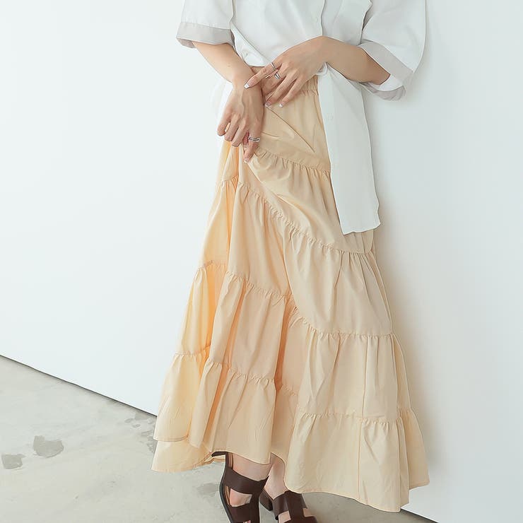 ティアードギャザーフレアロングスカート【韓国ファッション】【春夏新商品】 | Doula Doula | 詳細画像79 