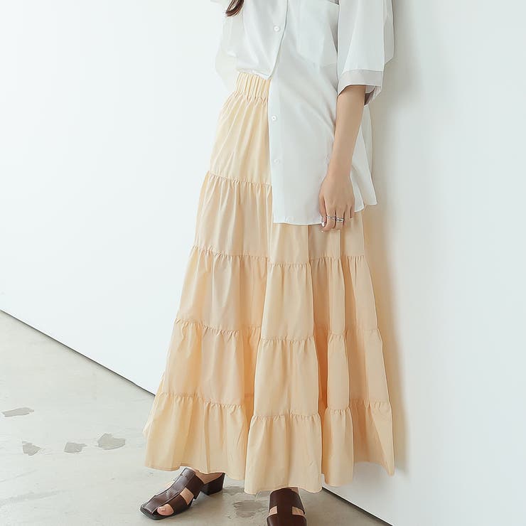ティアードギャザーフレアロングスカート【韓国ファッション】【春夏新商品】 | Doula Doula | 詳細画像80 