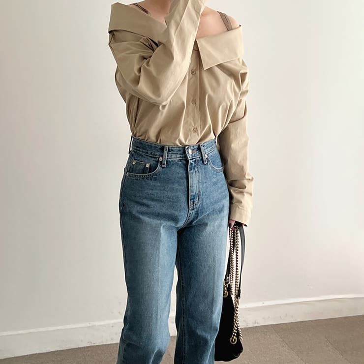 オフショルダーデザインシャツ【韓国ファッション】【春夏新商品】 | Doula Doula | 詳細画像2 