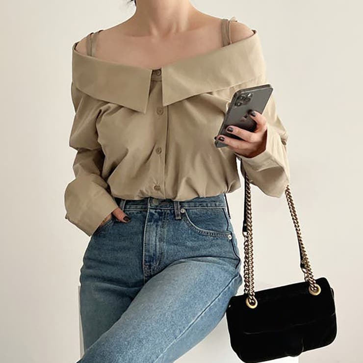 オフショルダーデザインシャツ【韓国ファッション】【春夏新商品】 | Doula Doula | 詳細画像9 