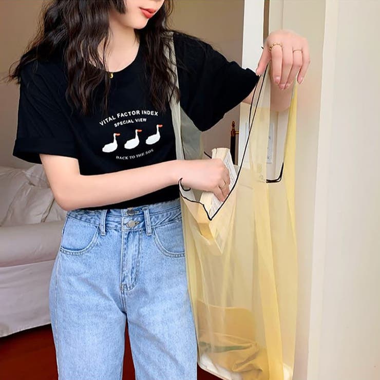 ラウンドネックダックプリントTシャツ【韓国ファッション】 | Doula Doula | 詳細画像5 