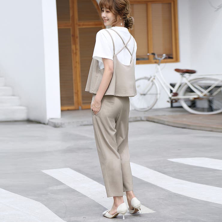 louren suspenders wide pants