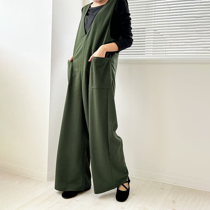 ワイドパンツオールインワン　サロペット オールインワン ロング ワイドパンツ リゾート レディース