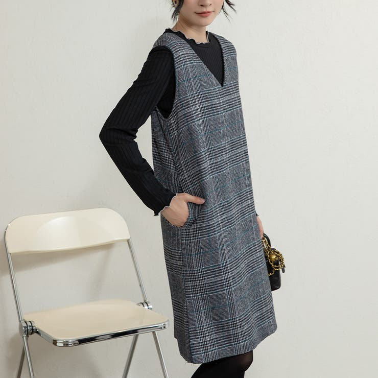 ブルー（ミディアム） | 新色追加 ジャンパースカート 選べる長さ | Doux Belle 