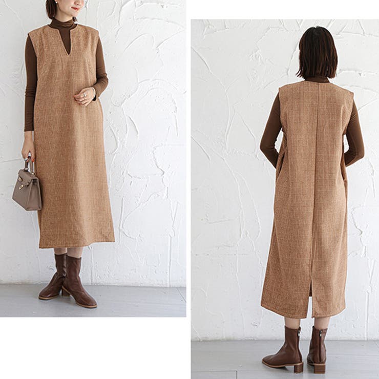 ジャンパスカート 2タイプネック 深Vネック キーネック | Doux Belle  | 詳細画像25 