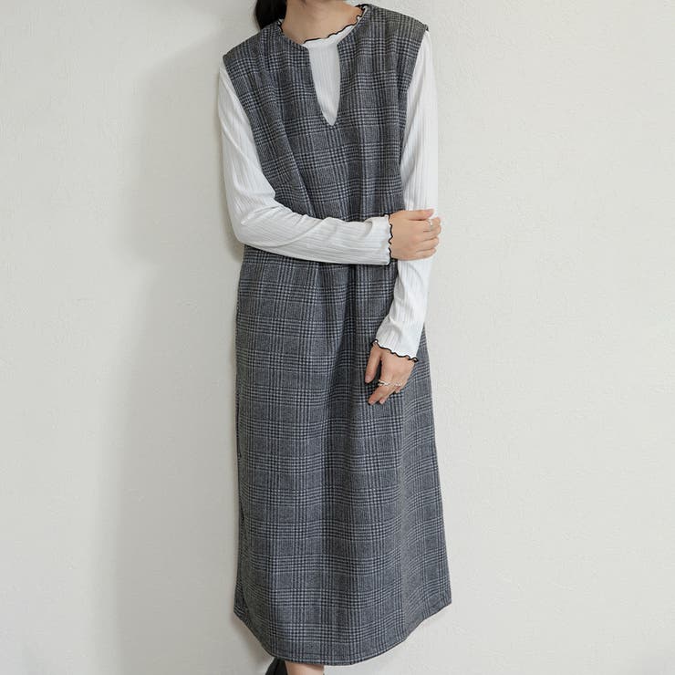 ジャンパスカート 2タイプネック 深Vネック キーネック | Doux Belle  | 詳細画像3 