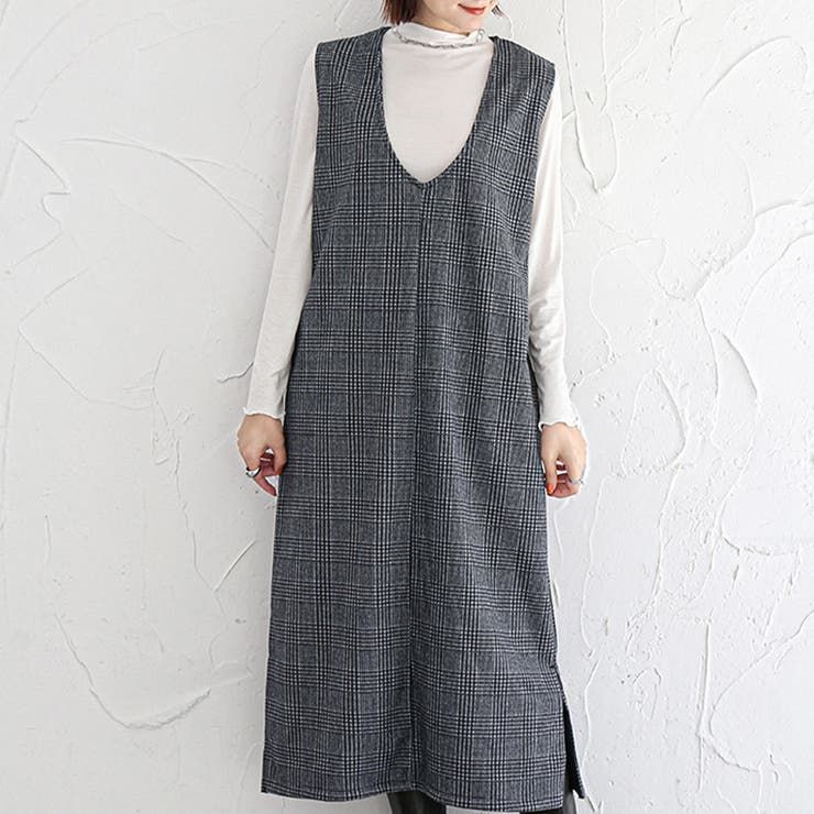 グレー（深Vネック） | ジャンパスカート 2タイプネック 深Vネック キーネック | Doux Belle 