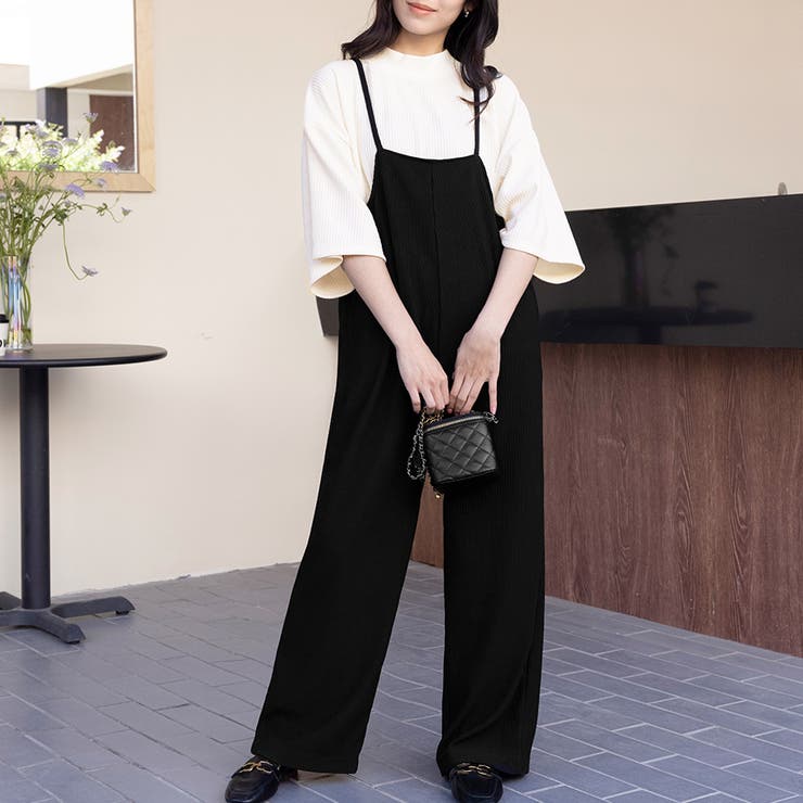 ブラック | オールインワン・サロペット ロング レディースファッション | Doux Belle 