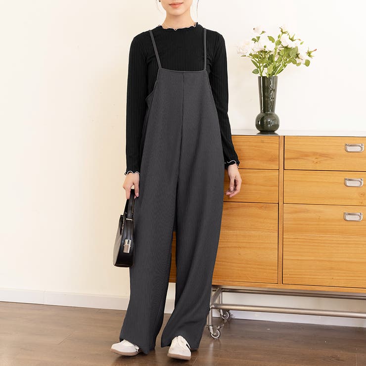 チャコール | オールインワン・サロペット ロング レディースファッション | Doux Belle 