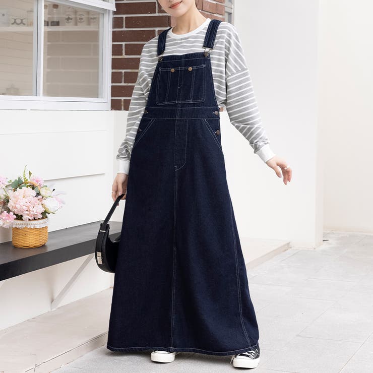 ネイビー | デニムジャンパースカート | Doux Belle 