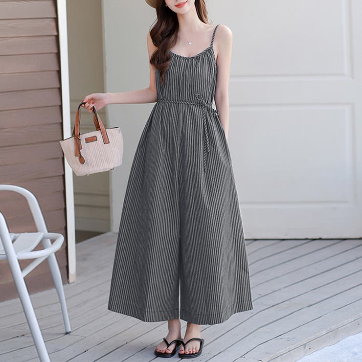 グレー | ワイドパンツサロペット | Doux Belle 