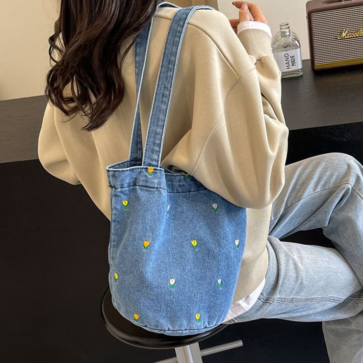 花柄デザインデニムトートバッグ | Doux Belle  | 詳細画像3 