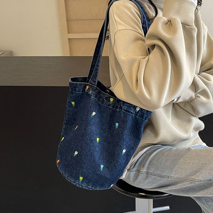 花柄デザインデニムトートバッグ | Doux Belle  | 詳細画像7 