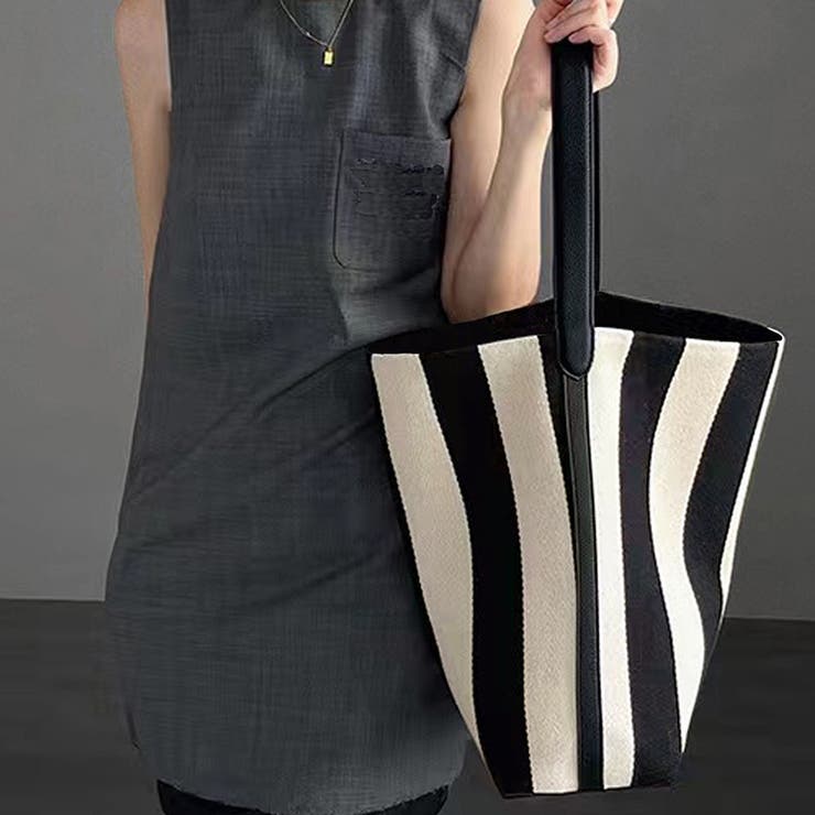 ミニバッグ付きの2点セット ストライプ柄トートバッグ | Doux Belle  | 詳細画像3 