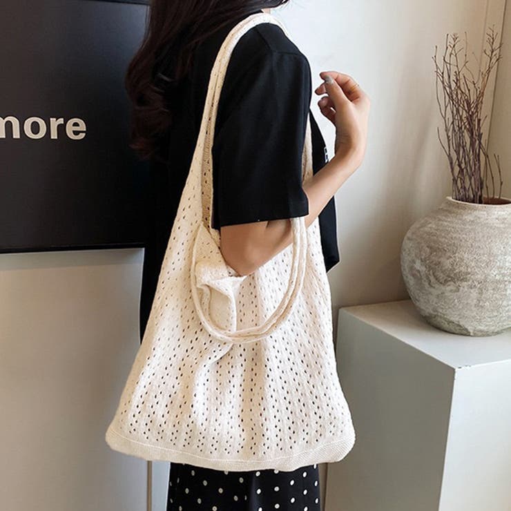 ベージュ | レース編みニットトートバッグ | Doux Belle 