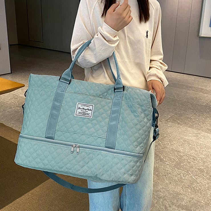 ブルーグリーン | キルティング2WAYボストンバッグ | Doux Belle 