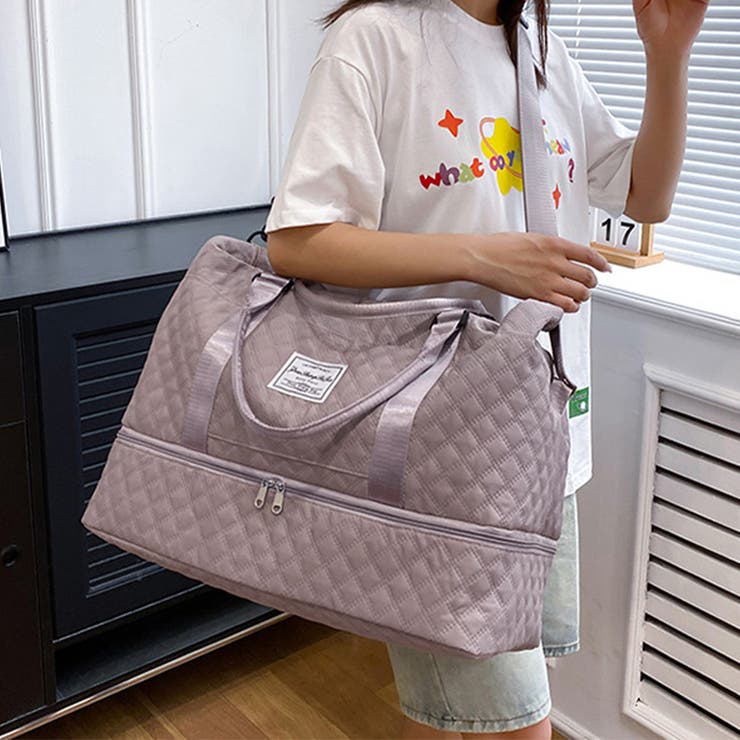 スモーキーピンク | キルティング2WAYボストンバッグ | Doux Belle 