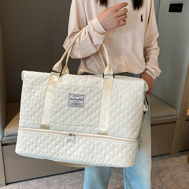 オフホワイト | キルティング2WAYボストンバッグ | Doux Belle 