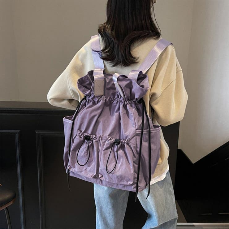 パープル | マルチポケット付きカジュアルデイパック レディース バックパック | Doux Belle 