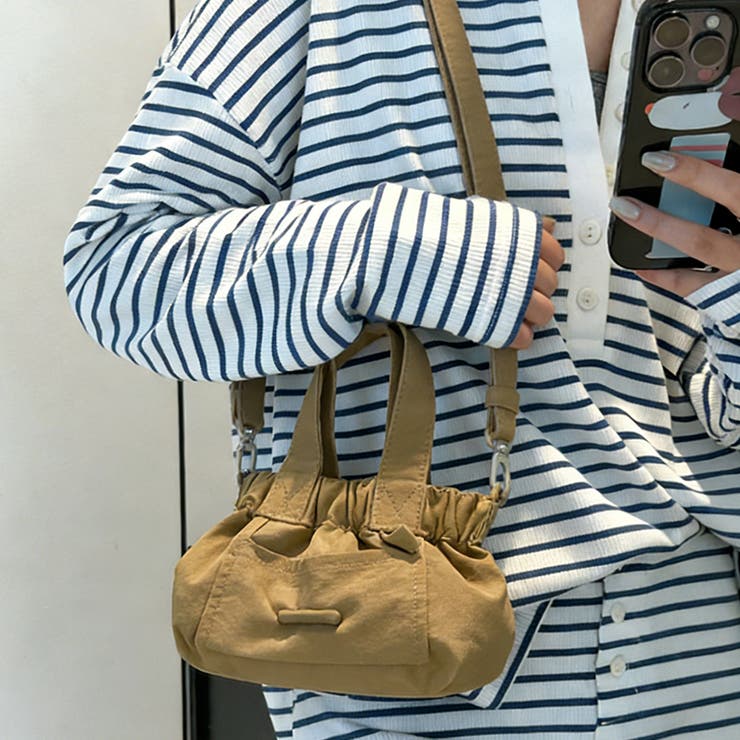 タン | ギャザーショルダーミニバッグ レディース カバン | Doux Belle 