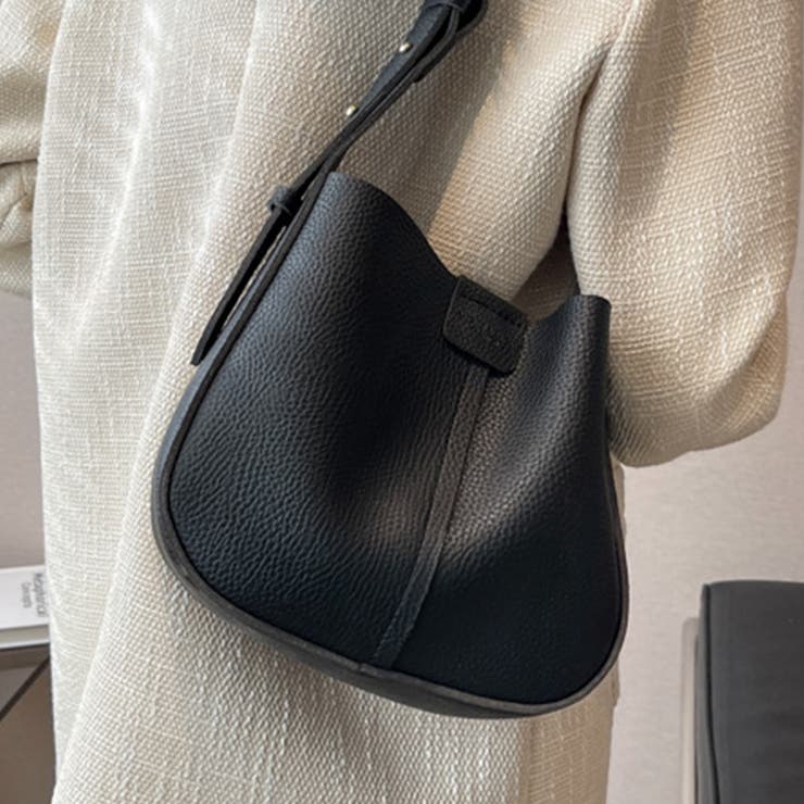 ブラック | ミニバック付き×カーブラインフェイクレザーバック レディース バッグ | Doux Belle 