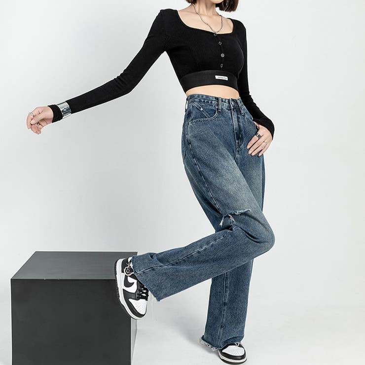 デニムパンツ ストレートパンツ パンツ | Doux Belle  | 詳細画像3 