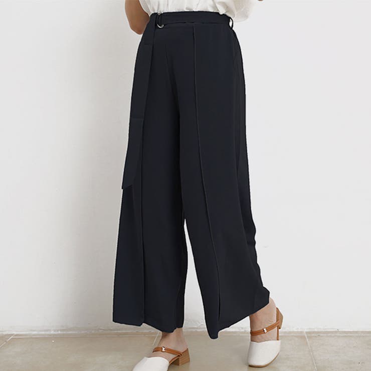 ブラック | ワイドパンツ ハイウェスト レディース | Doux Belle 
