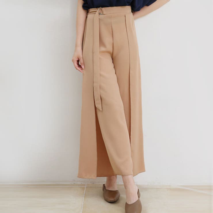ライトブラウン | ワイドパンツ ハイウェスト レディース | Doux Belle 