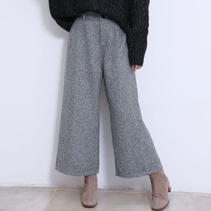 フロントファスナーライトグレー | パンツ ワイドパンツ ボトムス | Doux Belle 