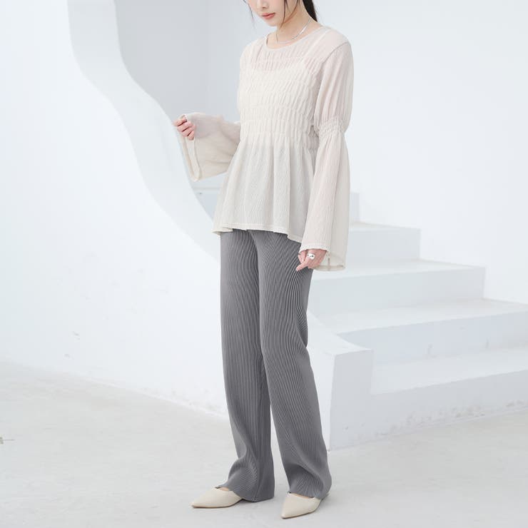 グレージュ | ロングパンツ ワイドパンツ ボトムス | Doux Belle 