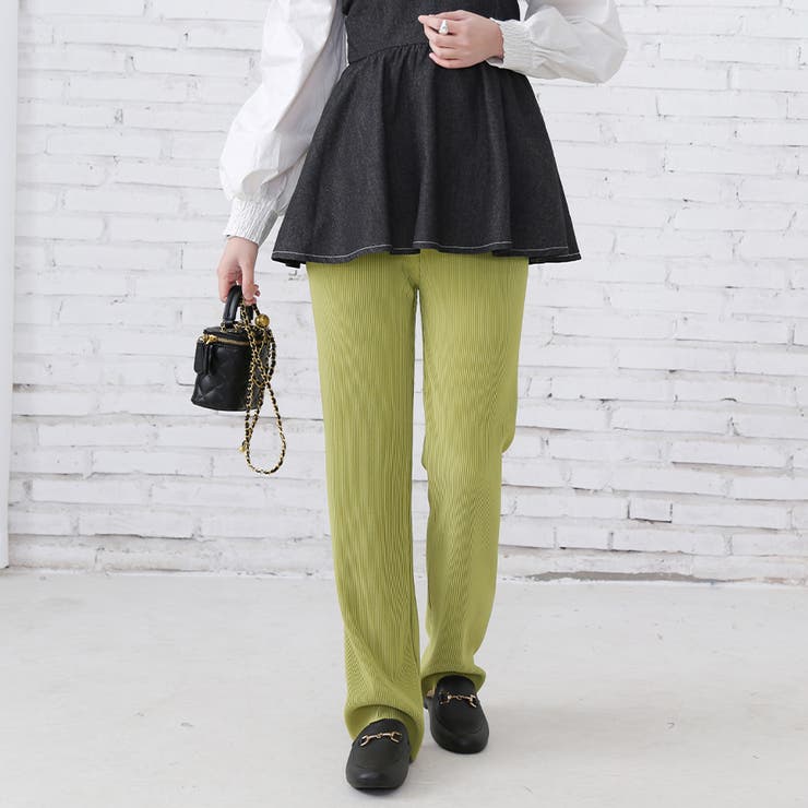 ライムグリーン | ロングパンツ ワイドパンツ ボトムス | Doux Belle 